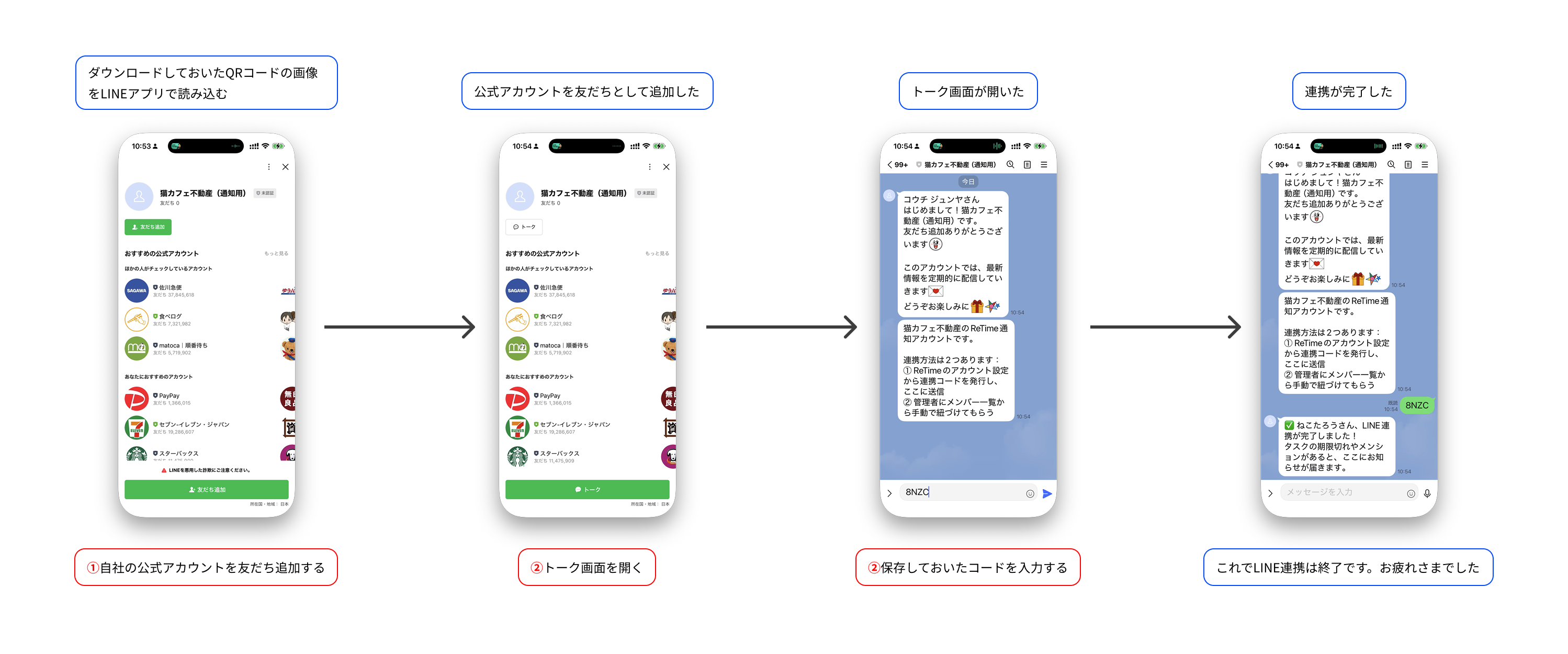 友だち追加とコード送信 - 設定の流れ