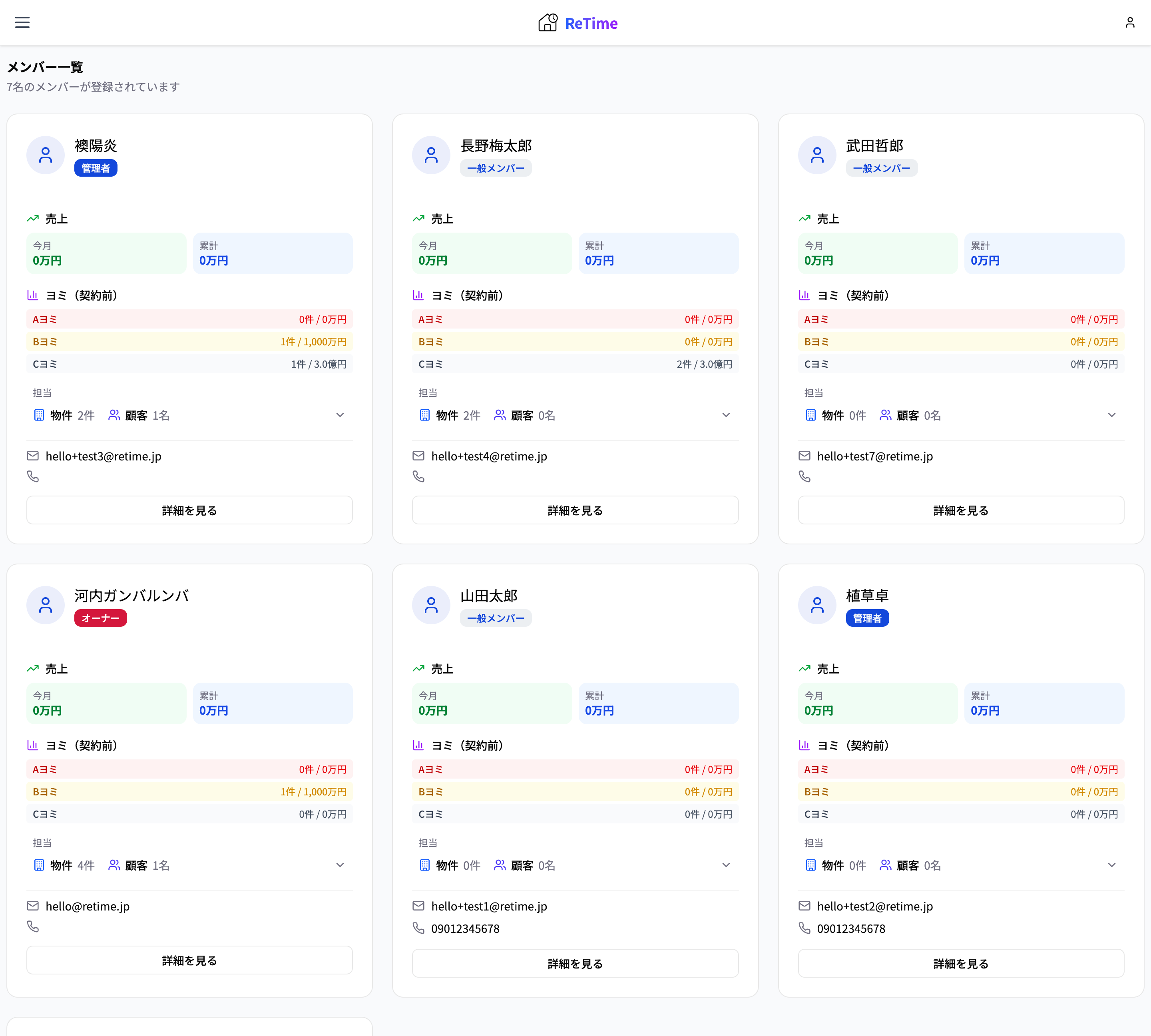 メンバー一覧機能のスクリーンショット
